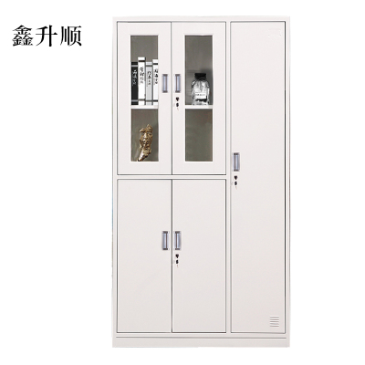鑫升顺钢制五门玻璃更衣柜员工柜铁皮职工储物柜带锁文件柜鞋柜资料柜子[工厂现做 7天内发货]