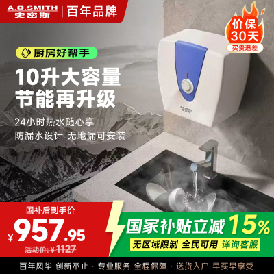 A.O.史密斯厨宝金圭内胆电热水器2KW速热节能保温储水式 10L 下出水EWH-10A5
