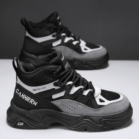 马丁靴男款秋冬网面运动休闲透气高帮工装鞋户外登山老爹劳保鞋