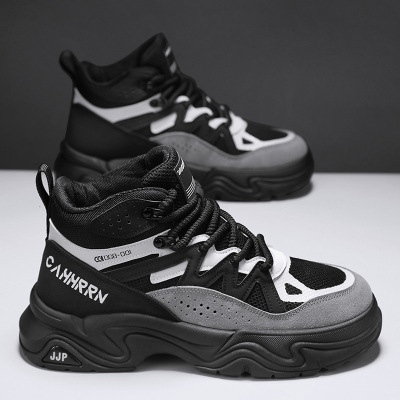 马丁靴男款秋冬网面运动休闲透气高帮工装鞋户外登山老爹劳保鞋