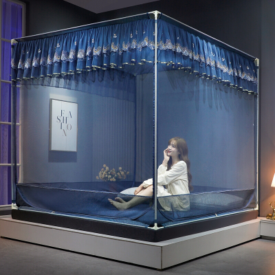 KruppCorp全封闭三开防滚落坐床式拉链蚊帐不锈钢烤漆支架