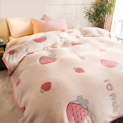 毛毯被子加厚冬季珊瑚绒小毯子纳丽雅(Naliya)床单人宿舍学生办公室午睡毯