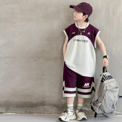 儿童装男童夏装无袖套装2026新款夏季中大童速干夏款男孩帅气