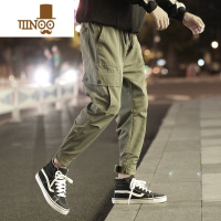 YANXU工装裤子男ins宽松束脚潮牌加绒休闲裤2023春直筒男生长裤