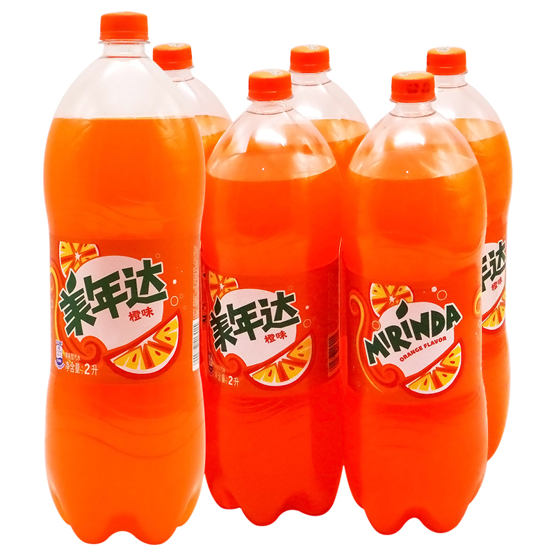 美年达 mirinda 橙味 汽水碳酸饮料 2l*6瓶 整箱装百事公司出品