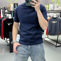 春夏季新款重磅三角拼接简约加厚短袖T恤男半截袖半袖衫时尚上衣