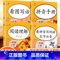 1上拼音手册+看拼音写词语+看图写话+阅读理解 小学一年级 [正版]一年级拼音强化训练练习题专项训练人教版 拼音手册一年
