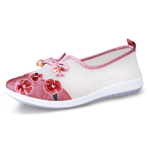 双星女士夏新款轻便舒适透气单鞋一脚蹬老北京布鞋刺绣纯色女鞋168 167