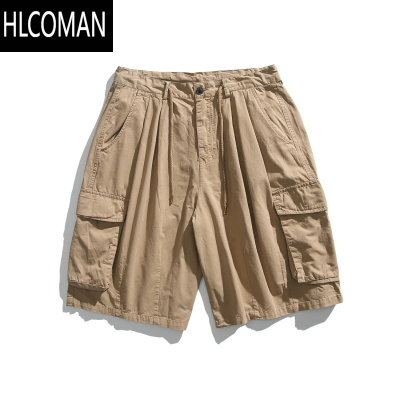 HLCOMANRICHMAN夏季美式多口袋工装短裤男宽松阔腿oversize日系六分裤子
