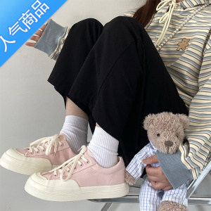 SUNTEK易少年 日系帆布鞋女ins超火百搭小白鞋低帮街拍学生板鞋2023新款