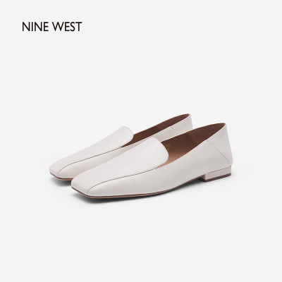NINEWEST/玖熙2021秋季新款英伦乐福鞋方头粗跟女休闲皮鞋低跟复古单鞋