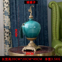 美式桌玄关摆件欧式陶瓷景德镇客厅电视柜家居摆设品创意花瓶 三维工匠 铜款绿葡萄