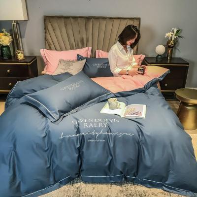 美帮汇60支贡缎长绒棉款欧式四件套全棉床上用品全棉单双人被套床单