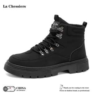 La Chessiers高帮马丁靴男鞋春秋季2025新款大码工装鞋男士韩版百搭英伦风厚底短靴子