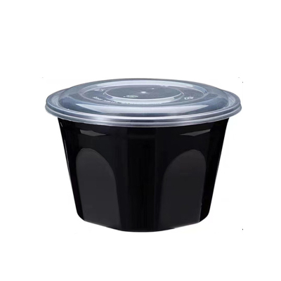老房太太1500ml一次性餐盒 L940 圆黑底皇冠带盖200套/箱
