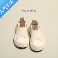 SUNTEK回刀贝壳头鞋女2023新款春季平底运动鞋一脚蹬帆布鞋