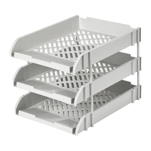 齐心 B2068 文件盘(三层)灰 灰色