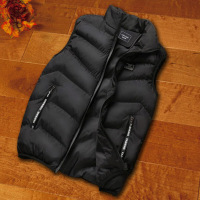 UYUK男士秋冬无袖马甲纯色马夹外套男加厚无袖棉衣立领保暖羽绒背心马甲