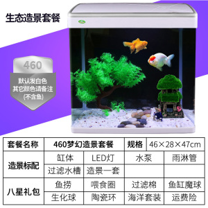 鱼缸客厅小型智能水创意桌面玻璃家用带氧气泵的小加热水族箱
