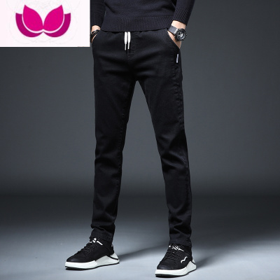 七斓牛仔裤男士2022新款系绳裤宽松直筒帅气休闲长裤子薄款秋季