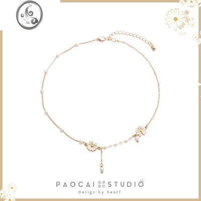 JiMi原创设计小众雏菊花朵项链2023年新款ins简约锁骨链颈链女choker