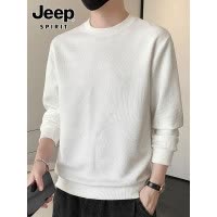 JEEP SPIRIT圆领卫衣男士秋季新款提花纹宽松休闲美式长袖t恤男装