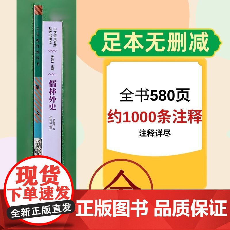 儒林外史 整本书阅读语文教材九年级下册 中学语文名著整本书阅读丛书 全本无删减 名师教学手帐 双色印刷装帧 人民文学
