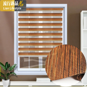 防水柔纱卷帘双层遮光百叶窗帘厨房浴室办公室卫生间免打孔安装 三维工匠