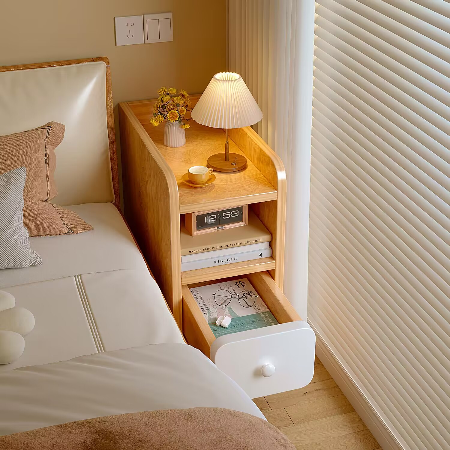 小型床头柜简约现代简易置物架边柜出租房用超窄夹缝收纳储物柜子