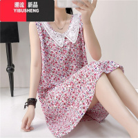 YIBUSHENG无袖碎花棉绸连衣裙女季新款时尚外穿人造棉裙子大码显瘦绵绸裙
