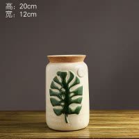 北欧创意客厅陶瓷花瓶客厅插花摆件美式复古文艺餐桌干花装饰花器 三维工匠 186003小号陶瓷花瓶摆件