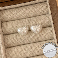纯银爱心蝴蝶结珍珠耳钉轻奢高级感法式小众耳饰女2025新款潮送女朋友老婆情人节七夕生日礼物