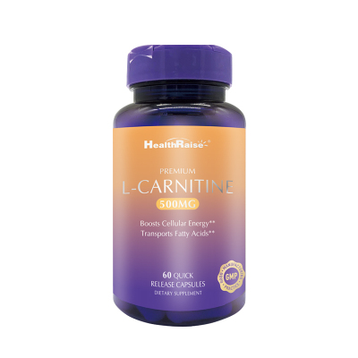 HealthRaise左旋肉碱胶囊60粒/瓶针对顽固脂肪减少脂肪堆积肥胖燃出好身材男女通用美国进口