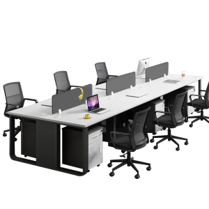 慧采云 办公家具职员办公桌简约现代屏风工位职员电脑桌组合六人位钢架办公桌 六人位（含柜）