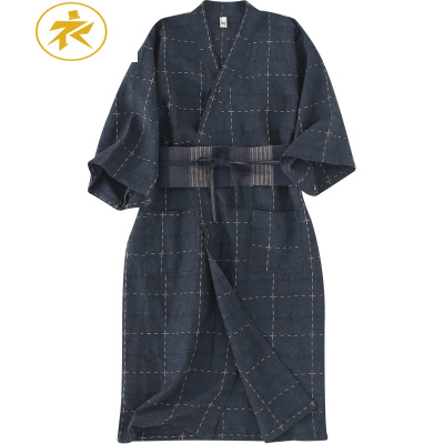 Ideamini睡衣日式和风绗缝睡袍复古睡裙男女浴衣春夏家居服长裤情侣两件套