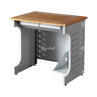 洛诗莲 (RoyceLand) 隐藏式翻转电脑桌培训桌教室机房多媒体学习桌办公桌D款单人位黄榉色