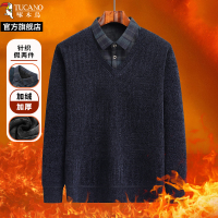 啄木鸟毛衣男款冬季百搭休闲2024新款POLO衫时尚假两件防寒内搭男