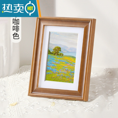 敬平实木相框摆台10寸6寸8寸B5营业执照A4装裱原木定制北欧挂墙画框7 中咖啡色 7寸摆台(横竖可用)