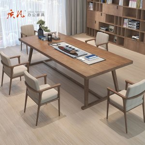 质凡全实木茶桌椅组合客厅大板桌家用茶台原木茶几阳台喝茶2.0米桌 一桌6椅