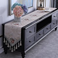 家柏饰(CORATED)欧式电视柜桌布鞋柜布盖巾茶几装饰布长条餐桌五斗柜桌旗布艺家用 舒曼尔—咖色 32*200cm