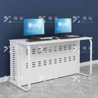 臻远 钢架电脑桌培训桌机房电脑桌学习桌课桌 双人位E款