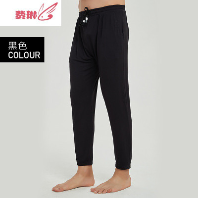 男士睡裤家居裤薄款休闲居家宽松粘纤简约裤费琳