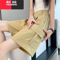 YIBUSHENG工装短裤女季薄款冰丝运动裤速干宽松直筒阔腿中裤休闲五分裤子