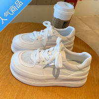 SUNTEK网面透气小白鞋女2023夏季新款百搭厚底薄款休闲运动大头面包板鞋