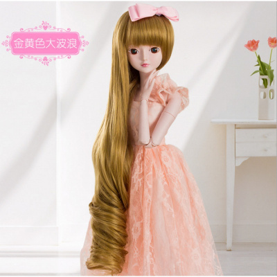 叶罗丽改妆娃娃衣服鞋子夜萝莉仙子假发叶萝莉换装头发全套配件金黄色大波浪娃娃配饰不包含娃娃
