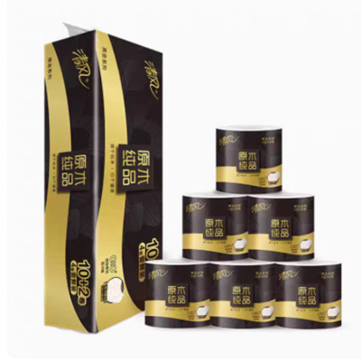 清风B21C2HJ黑金系列卷筒纸4层125克有芯卷纸家用卫生纸1提12卷价