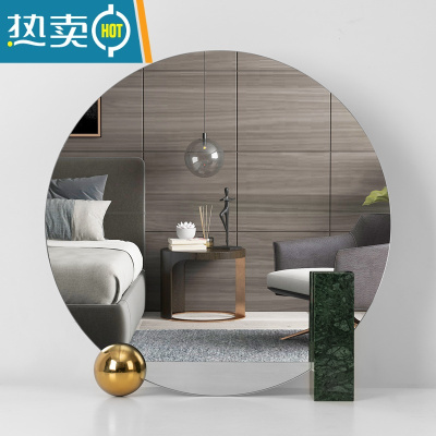 敬平北欧化妆镜台式镜子家用网红桌面圆形学生拍照ins风少女心梳妆镜便携式用镜 墨绿色直径40cm 其他