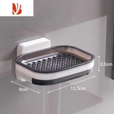 三维工匠肥皂盒壁挂式沥水家用新款卫生间浴室放香皂双层置物架免打孔 灰色[单抽款 带沥水托盘]1个装
