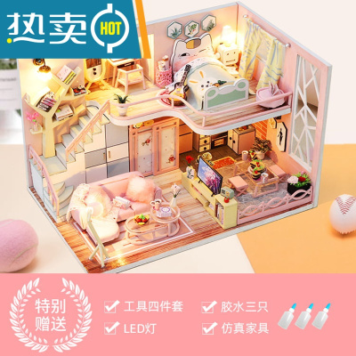 暑期特惠diy小屋公主娃娃屋迷你厨房91012岁过家家儿童玩具女孩真智力