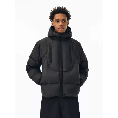 年双拉连帽立体短款情侣棉服冬季女新款宽松椰白色保暖外套男